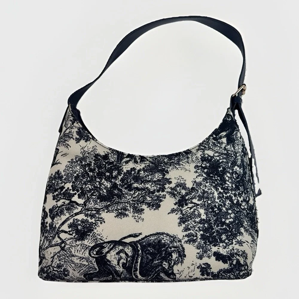 Sincerely Jules Tiger Toile Shoulder Hobo Cottagecore Bag Canvas Tapestry Blue